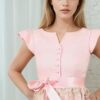 in Schnittmuster für ein Dirndl mit Flügelärmel und Knopfleiste zum selber nähen - Detailansicht Oberteil