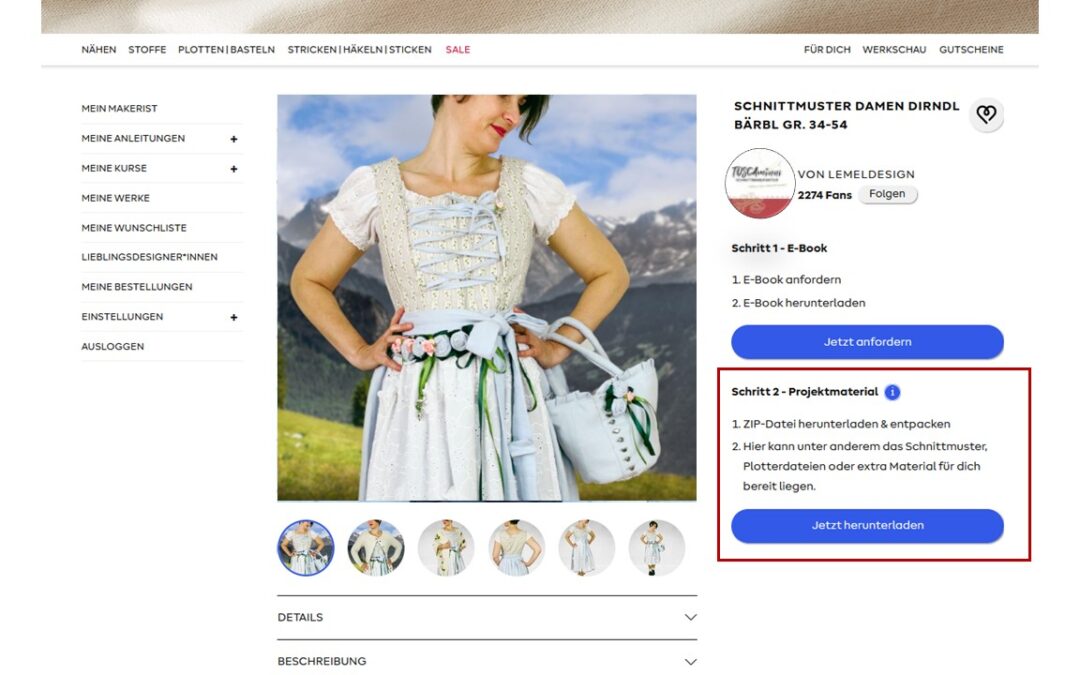 Makerist: Schnittmuster herunterladen