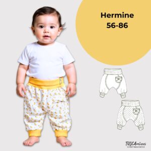 Schnittmuster Babyhose Hermine – bequeme Pumphose für Babys in Größe 56 bis 86