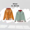 Technische Zeichnung und Farbvarianten der Übergangsjacke Ninon Gr. 80–140 – digitales Schnittmuster Übergangsjacke mit Kapuze | TOSCAminni