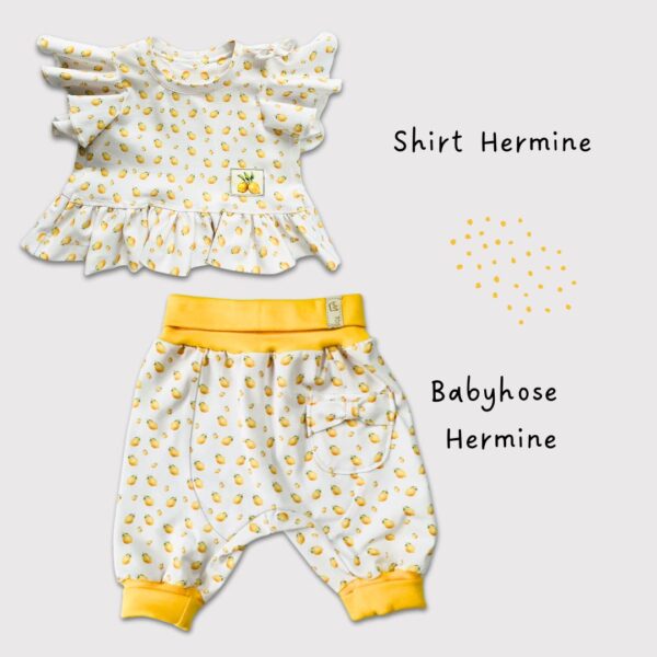Schnittmuster Babyhose Hermine mit passendem Shirt nähen – einfache Nähanleitung für Babys