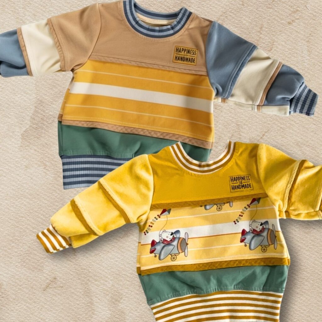 Hochwertige Schnittmuster für Kinderkleidung zum selber nähen mit einzigartigem Design und nachhaltigen Materialien bei TOSCAminni-Schnittmanufaktur. Perfekt für Upcycling-Projekte