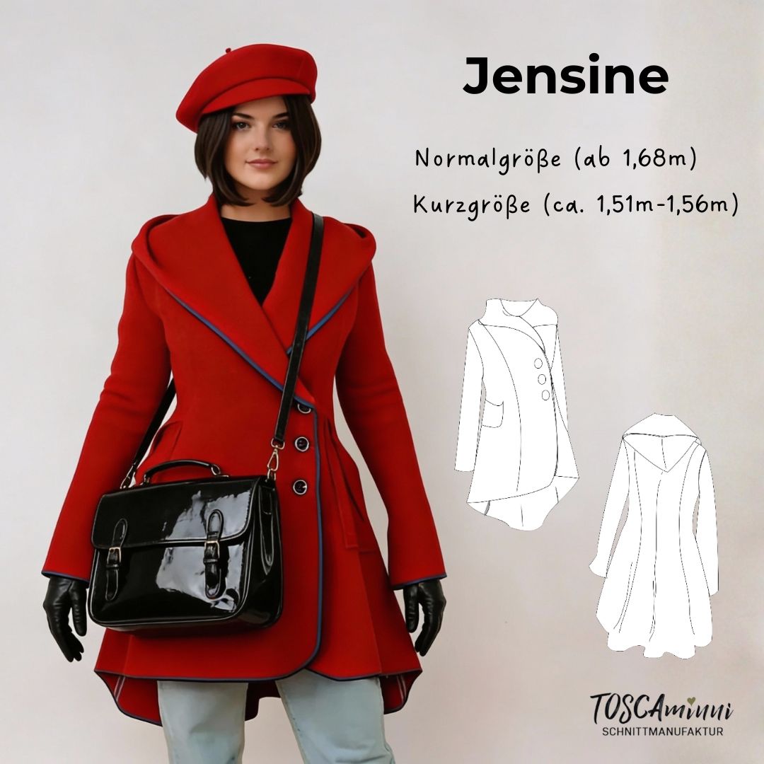 Damen Walkmantel Schnittmuster Jensine – taillierter Wollmantel mit Kragen und Taschen | TOSCAminni