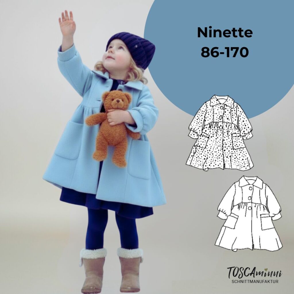 Kinder Walkmantel Schnittmuster Ninette – weiter A-Linien Mantel aus Wollwalk | TOSCAminni