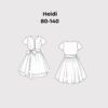 Technische Zeichnung Schnittmuster Kinderdirndl Heidi mit kurzen Ärmeln und Schürze