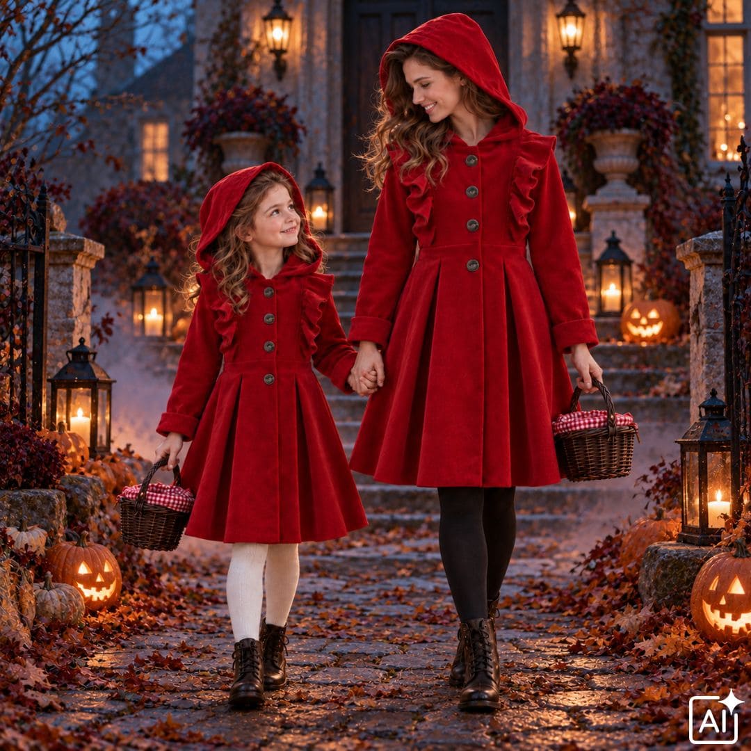 halloween-kostuem-selber-naehen-rotkaeppchen-kostuem-mutter-tochter-look