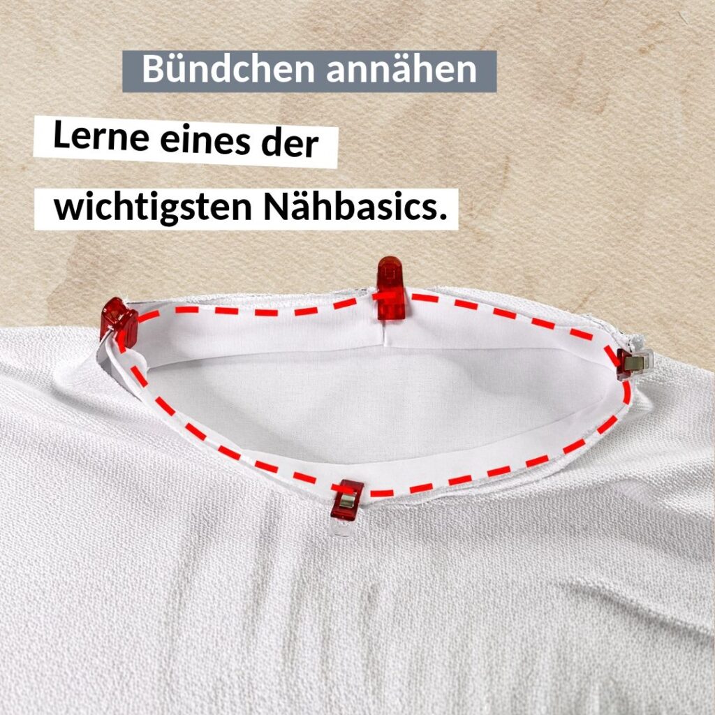 Bündchen annähen – Halsbündchen gleichmäßig am Halsausschnitt feststecken | TOSCAminni