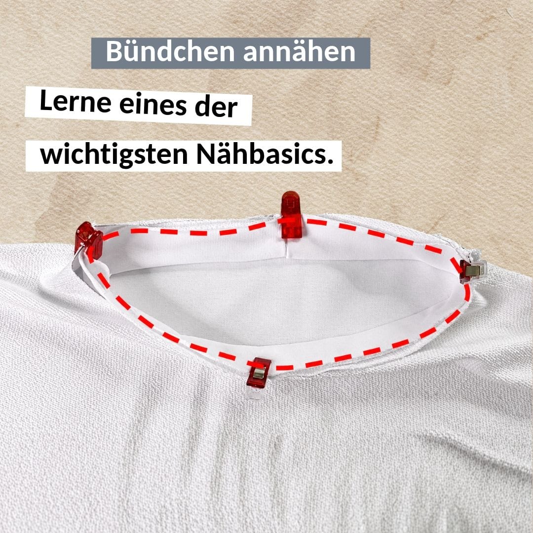 Bündchen annähen – Halsbündchen gleichmäßig am Halsausschnitt feststecken | TOSCAminni